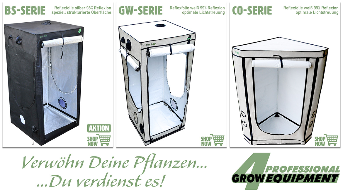 4GROW Growboxen, Pflanzenzelte, Klima-Räume